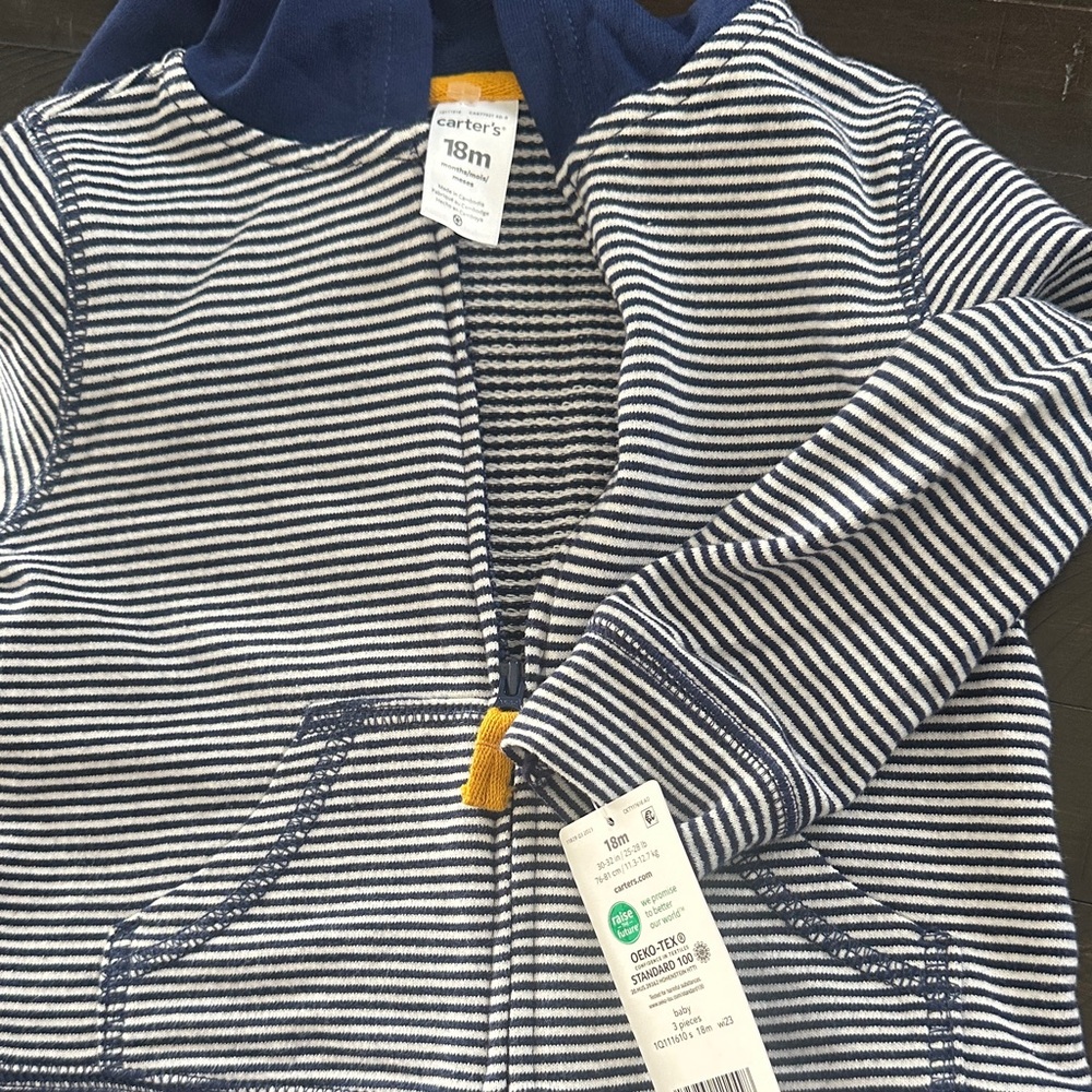 Carter's Navy and White Striped Hoodie